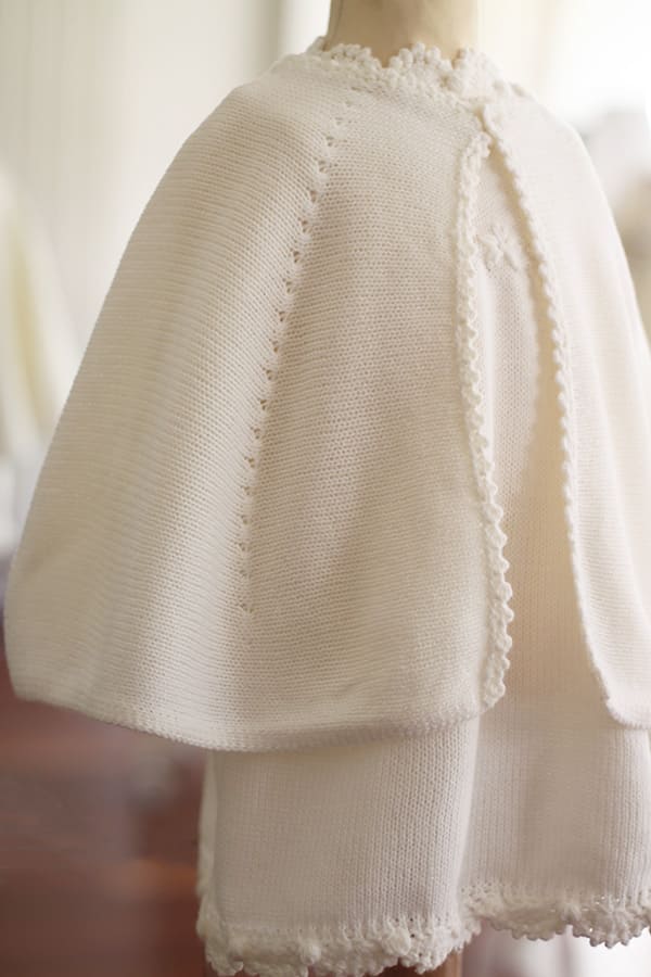 Cape de baptême Pauline laine