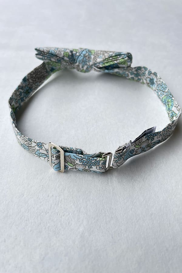 Nœud papillon coton fleuri beige vert bleu